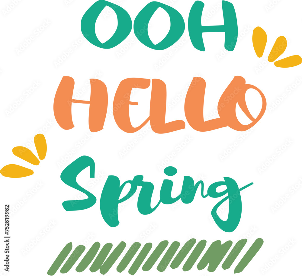 Naklejka premium Spring quote Hello spring modern calligraphic design EPS10