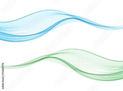 Blue and green abstract transparent wave,design element.