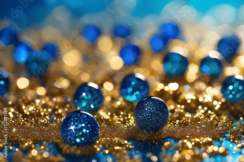 Golden and blue glitter background © MdAhsan