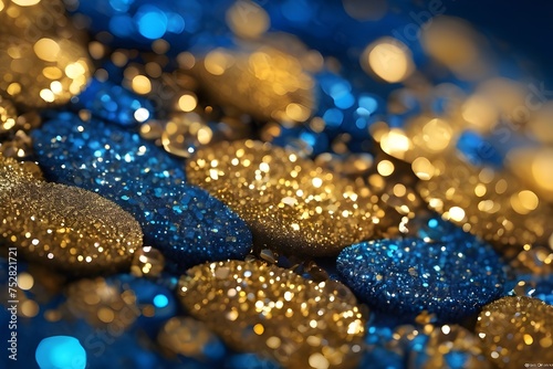 Golden and blue glitter background © MdAhsan