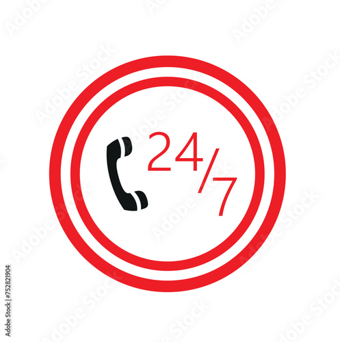 24/7 icon on white background vector 