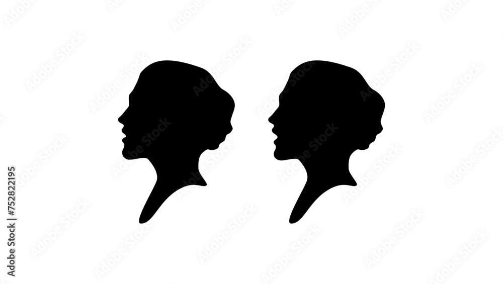 woman screaming, black isolated silhouette