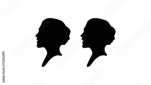 woman screaming, black isolated silhouette