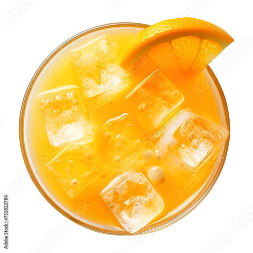 Wallpaper Mural Orange juice with ice cubes in glass top view isolated on transparent background Remove png, Clipping Path, pen tool Torontodigital.ca
