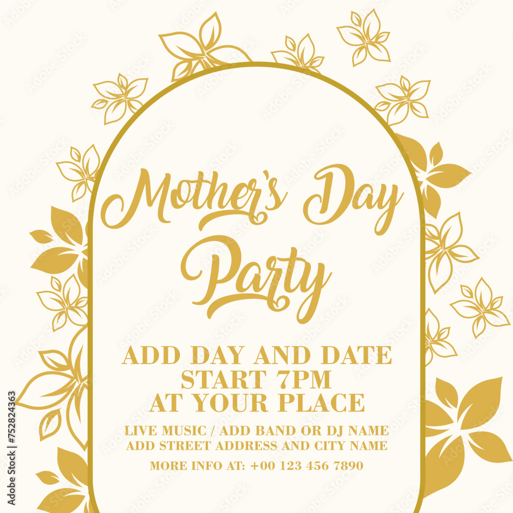 Mother's  day party poster flyer social media post design