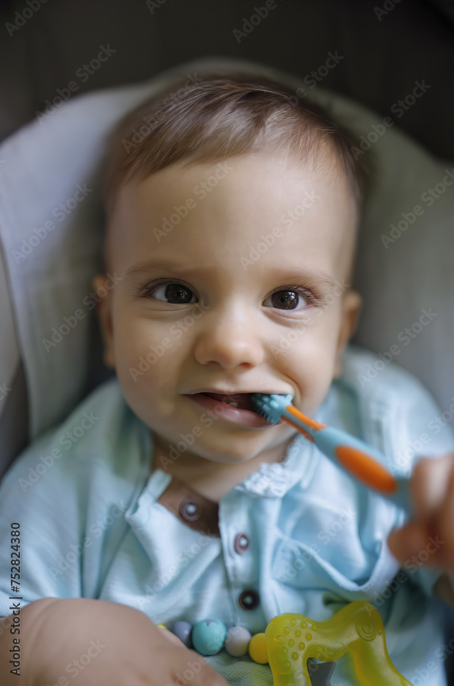 Gummy Grins: Adorable Baby Boy's Teething Adventure with His Chew Toy Gummy Grins: Adorable Baby Boy's Teething Adventure with His Chew Toy