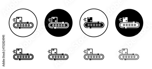 Conveyor vector icon set collection. Conveyor Outline flat Icon.