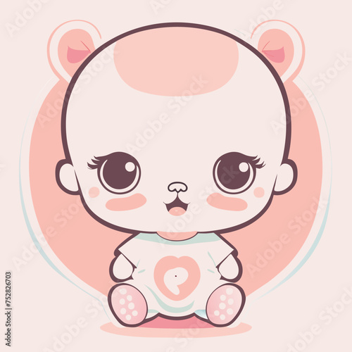 baby illustration, sticker, clean white background, t-shirt design, graffiti, vibrant, vector illustration kawaii