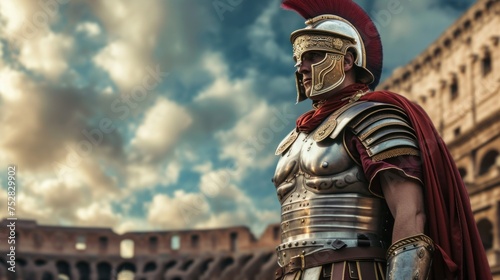 Obraz na płótnie Ancient warrior or Gladiator posing in the arena
