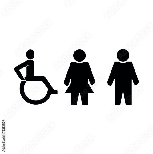 toilet sign printable public signage symbol man woman wc simple black minimalist restroom area
