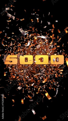 5000 followers celebration for social media - vertical format - 3D rendering