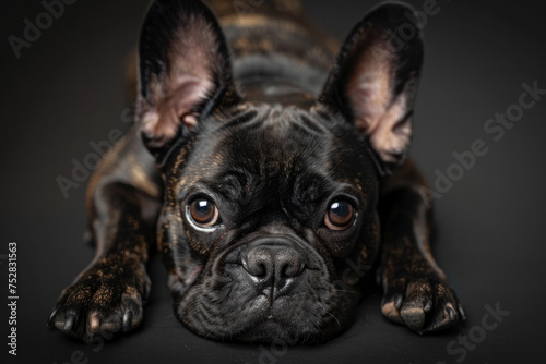 Portrait of a young French Bulldog under studio lighting. © Derrick