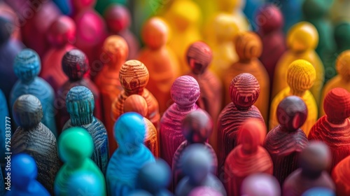 Colorful wooden dolls shaped like people. photo