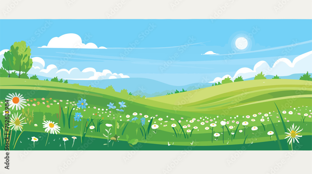 Vector banners with summer and spring landscapes.