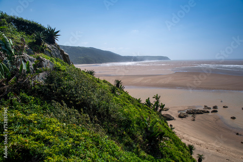 Port St Johns, umzimvubu river mouth, Wild Coast, known also as the Transkei, open beaches, steamy jungle or coastal forests. The rugged and unspoiled Coastline South Africa