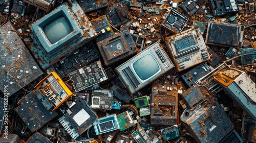 Huge pile of electronic waste © Watcharaphon