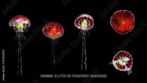 Swimming Jellyfish Animation on a Transparent Background