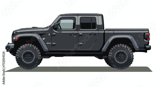 Vector isolated black off-road pickup truck photo