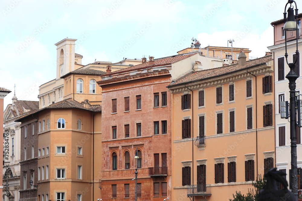 Piazza Navona Square Building Facades in Rome, Italy