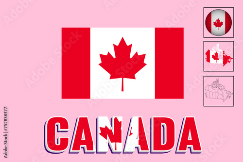 Vector drawings of the Canadian flag and map