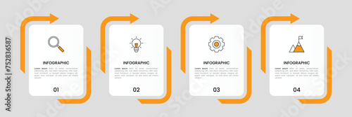 Infographic label design template with icons and 4 options or steps.