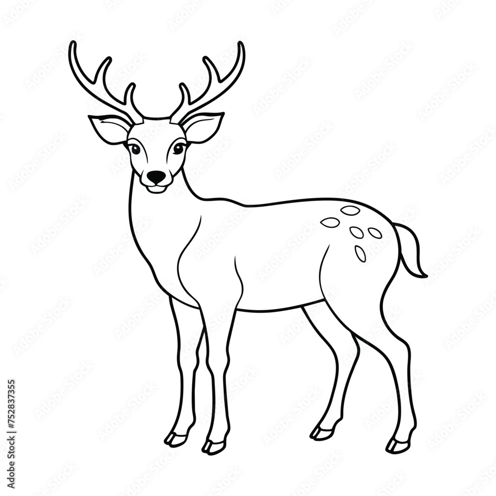 Deer illustration coloring page for kids