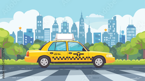 Fototapeta Naklejka Na Ścianę i Meble -  Yellow taxi vector illustration