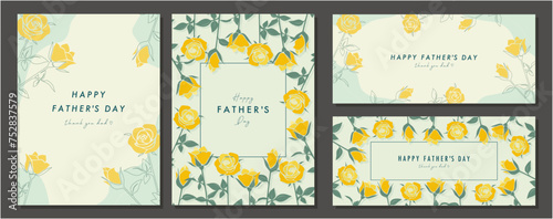 父の日　father's day　バラ　素材セット　フレーム　背景　ベクターイラスト　シンプル　おしゃれ