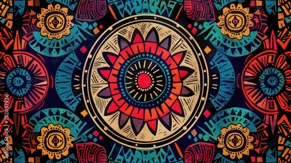 Fototapeta premium Photo african tribal pattern background in colorful tone
