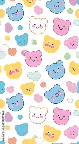 cute bear wallpaper doodle seamless pattern