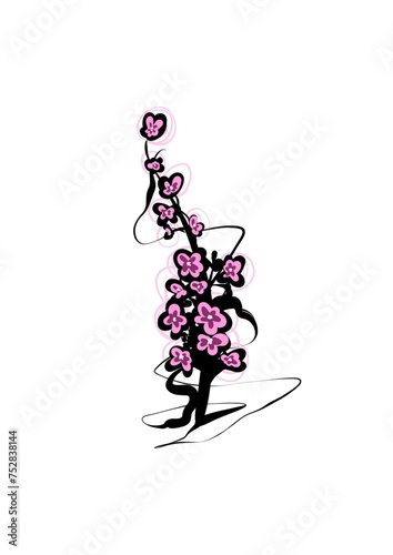 pink flower illustration on white background 