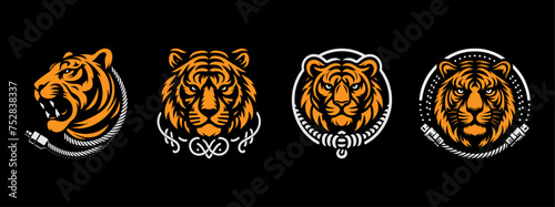 set tiger head illustration logo or icon photo