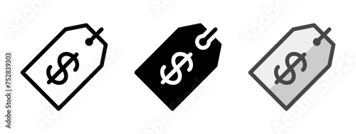 Multipurpose price tag vector icon in outline, glyph, filled outline style. Three icon style variants in one pack.