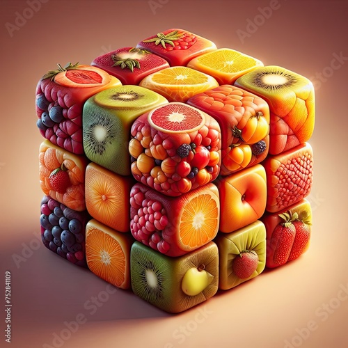 rubix cube made from fruit - version 2 photo