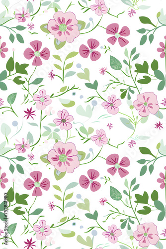 Seamless pattern with watercolor flowers. Hand-drawn illustration.