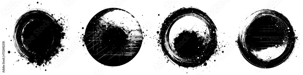 hand drawn grunge round frame. set of black round paint splatter. vector hand drawn grunge round frame. set of black round paint splatter. vector