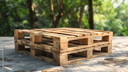 Wooden Pallets. Wooden pallets Stacked upon each other. Transportation and storage. Wooden pallets in a Driveway. Wooden pallets. Flat design  top view  front and side view. Storage.