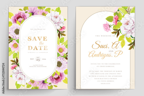 summer and spring floral background and frame card illustration