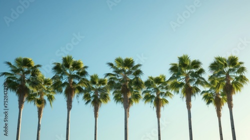 a row of perfect palm trees © klss777