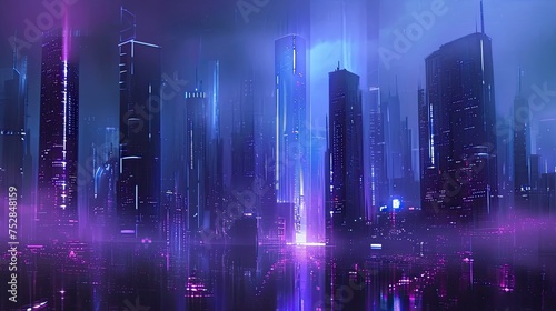 Neon city. Anti design, cyberpunk, street, technology, color, skyscraper, urban view, augmentation, style, metropolis. Generated by AI © Anastasia
