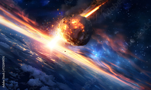 asteroid flyimeteorite asteroid flying towards earthng towards earth meteorites explosion,generative ai