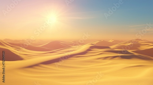 Desert sandy landscape. Camel  pyramid  sun  drought  lizard  oil  temperature  moisture  rock  gorge  excavations  oasis  heat  mirage  thirst  cactus  caravan  Bedouin. Generated by AI