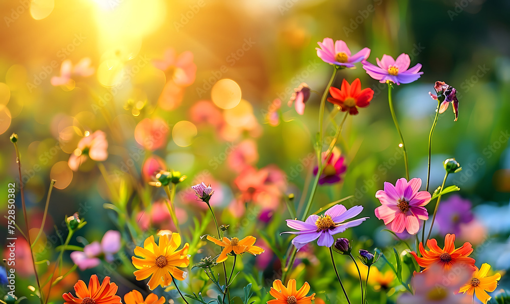 Beautiful flowers in the sun of solstice and midsummer, Generative AI Beautiful flowers in the sun of solstice and midsummer, Generative AI