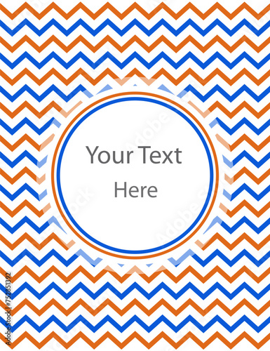 Blue orange chevron zigzag pattern letterhead template design with blank space for text.