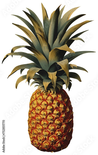 Pineapple isolated on transparent background old botanical illustration (ID: 752851770)