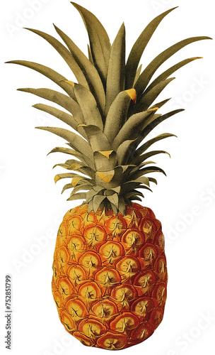 Pineapple isolated on transparent background old botanical illustration (ID: 752851799)