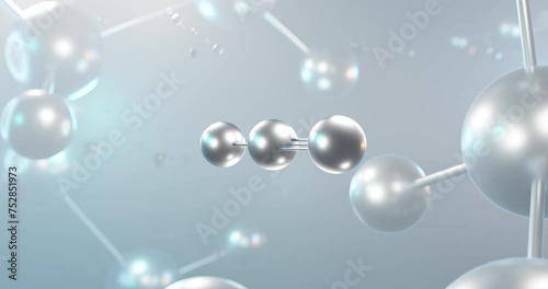 Nitrous oxide rotating 3d molecule, molecular structure of dinitrogen oxide, seamless video photo