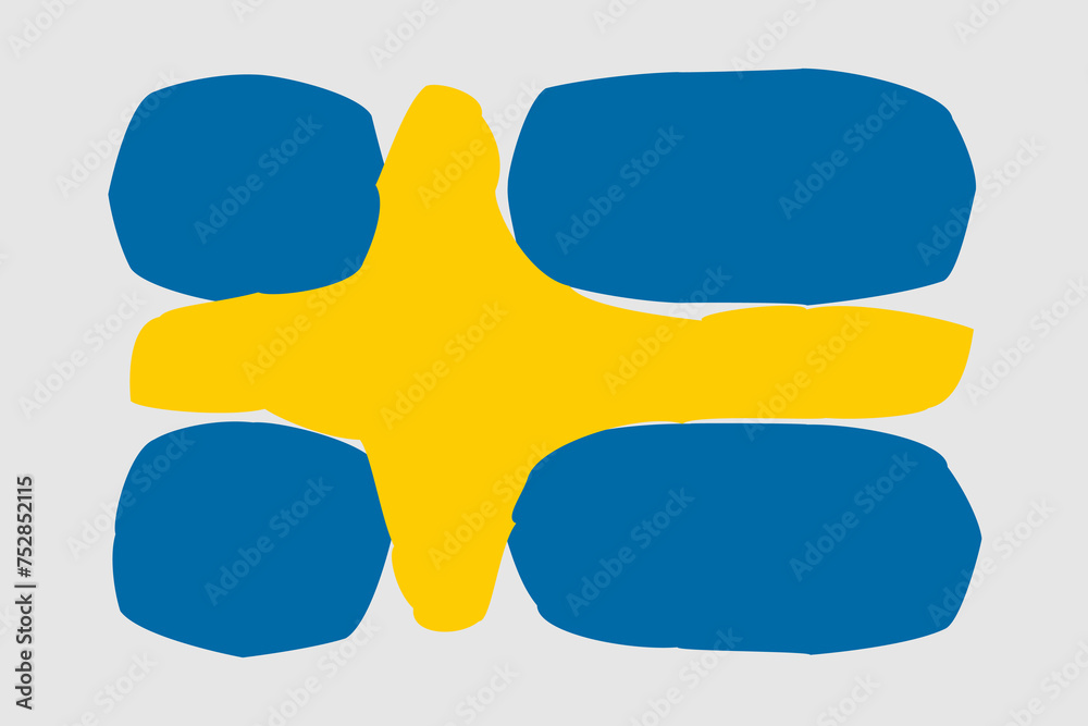 Sweden flag - painted design vector illustration. Vector brush style Sweden flag - painted design vector illustration. Vector brush style