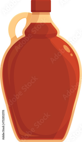 Organic maple syrup icon cartoon vector. Glass bottle. Canada leaf seeds