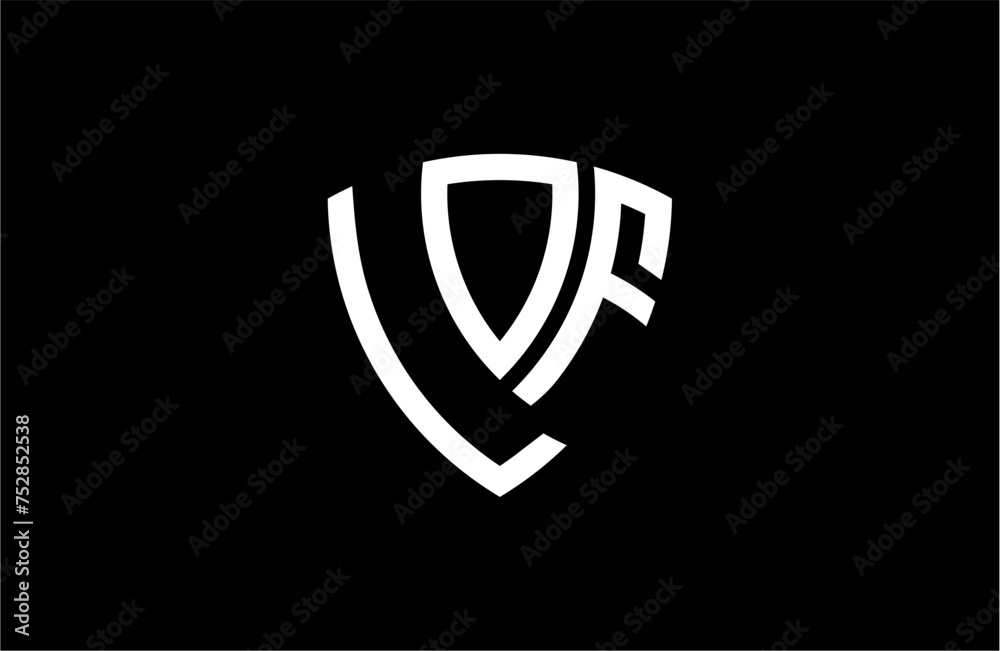 LOF creative letter shield logo design vector icon illustration